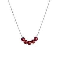 Sterling Silver Jewelry Necklace, 925 Sterling Silver, with Cinnabar, fashion jewelry & for woman Approx 17.71 Inch 