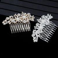 Decorative Hair Combs, Zinc Alloy, with Plastic Pearl, plated, fashion jewelry & for woman & with rhinestone 