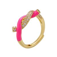 Cubic Zirconia Micro Pave Brass Finger Ring, plated, Adjustable & fashion jewelry & micro pave cubic zirconia & for woman & enamel Inner Approx 17mm 