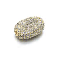 Cubic Zirconia Micro Pave Brass Beads, Flat Oval, plated, DIY & micro pave cubic zirconia Approx 2mm 