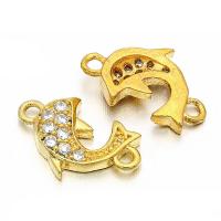 Cubic Zirconia Micro Pave Brass Connector, Dolphin, plated, DIY & micro pave cubic zirconia & 1/1 loop Approx 0.8mm 