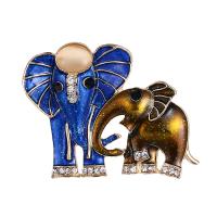 эмаль Брошь, цинковый сплав, с канифоль, Слон, плакирован золотом, DIY & со стразами, разноцветный продается PC