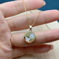 Brass Jewelry Necklace, with Pearl Oyster, Round, gold color plated & for woman Approx 45 cm 