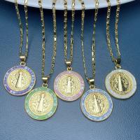 Ожерелье ручной латунные, Латунь, с Ракушка, Круглая, плакирован золотом, Женский, Много цветов для выбора, 20mm, длина:45 см, продается PC