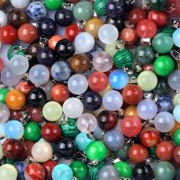 Gemstone ювелирные изделия Кулон, Полудрагоценный камень, с Железо, Круглая, DIY & различные материалы для выбора, Много цветов для выбора продается PC