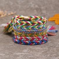 Pulseras de amistad, Tela de algodón, Joyería & unisexo, multicolor, Bracelet inner diameter:5.5-6.5cm, 6PCs/Set, Vendido por Set