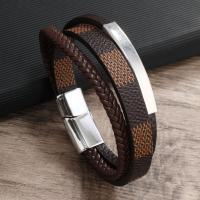 PU Leather Cord Bracelets, with 304 Stainless Steel, fashion jewelry & Unisex The inner diameter of the bracelet is 20cm 