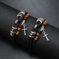PU Leather Cord Bracelets, with Zinc Alloy, fashion jewelry & Unisex The inner diameter of the bracelet is 21cm 
