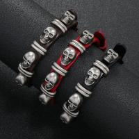 PU Leather Cord Bracelets, with Zinc Alloy, Skull, fashion jewelry 14mm cm 