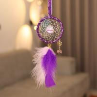 Fashion Dream Catcher, Feather, with Cotton Thread & Wood & Iron & Zinc Alloy, fashion jewelry, purple 