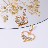 Zinc Alloy Rhinestone Drop Earring, Heart, fashion jewelry & for woman & with rhinestone, gold 