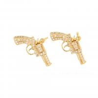 Cubic Zirconia Micro Pave Brass Pendant, Gun, plated, DIY & micro pave cubic zirconia, golden [