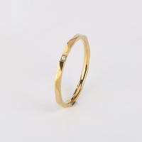 Titanium Steel Finger Ring, plated, Unisex & with rhinestone, golden 