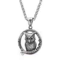Stainless Steel Jewelry Necklace, 304 Stainless Steel, Owl, polished, Unisex, original color Approx 60 cm 