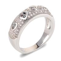 Cubic Zirconia Micro Pave Brass Finger Ring, plated, Unisex  & micro pave cubic zirconia, platinum color 