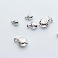 Sterling Silver Spacer Beads, 925 Sterling Silver, Fish, plated, DIY platinum color 