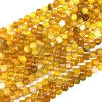 Natürliche Streifen Achat Perlen, rund, poliert, DIY & verschiedene Größen vorhanden, goldgelb, Länge:ca. 38 cm, verkauft von Strang