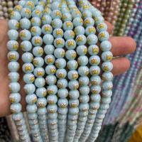Kunstdruck Porzellan Perlen, rund, poliert, DIY, keine, 8mm, Länge:ca. 38 cm, 46PCs/Strang, verkauft von Strang
