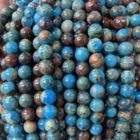 Einzelne Edelstein Perlen, Wasserblauer Terra Jaspis, rund, DIY & verschiedene Größen vorhanden, Länge:ca. 38 cm, verkauft von Strang