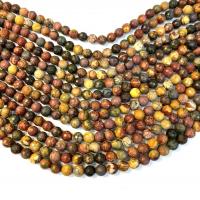 Einzelne Edelstein Perlen, Rote Kiefer, rund, poliert, DIY & verschiedene Größen vorhanden, Länge:ca. 38 cm, verkauft von Strang