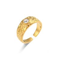 Cubic Zirconia anillo de dedo de acero inoxidable, acero inoxidable 304, 18K chapado en oro, Joyería & micro arcilla de zirconia cúbica & para mujer, dorado, Wide 0.8cm, Vendido por UD