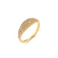 Cubic Zirconia Stainless Steel Finger Ring, 304 Stainless Steel, Vacuum Ion Plating, fashion jewelry & micro pave cubic zirconia & for woman, golden [
