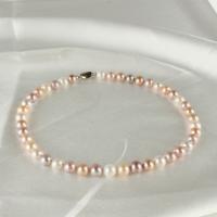 Freshwater Pearl Necklace, with 925 Sterling Silver, Round, fashion jewelry & for woman, multi-colored, 10-11mm cm 
