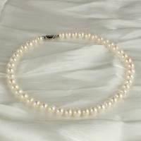 Freshwater Pearl Necklace, with 925 Sterling Silver, Round, fashion jewelry & for woman, white, 9-10mm cm 