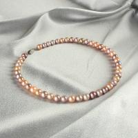 Freshwater Pearl Necklace, with 925 Sterling Silver, Round, fashion jewelry & for woman, multi-colored, 8.5-9.5mm cm 