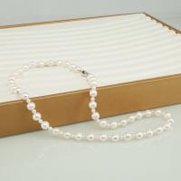 perle d'eau douce cultivée collier de chandail, avec Argent sterling 925, Légèrement rond, bijoux de mode & pour femme, blanc cm, Vendu par brin