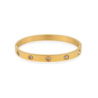 Stainless Steel Bangle, 304 Stainless Steel, fashion jewelry & for woman & with rhinestone, golden, Inner Approx 60mm 