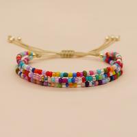 Glass Seed Beads Bracelets, Seedbead, with Knot Cord, Adjustable & fashion jewelry & multilayer & for woman, mixed colors Approx 28 cm 
