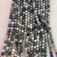Single Gemstone Beads, Hawk-eye Stone, Round, DIY mixed colors Approx 38 cm 