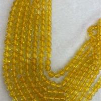 Позолоченные стеклянные бусы, Стеклянный, Круглая, покрыт лаком, DIY & разный размер для выбора, желтый, длина:Приблизительно 38 см, продается Strand
