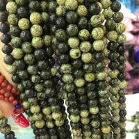 Single Gemstone Beads, Green Grass Stone, Round, DIY mixed colors Approx 38 cm 