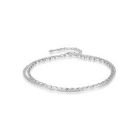 Fashion Jewelry Anklet, 925 Sterling Silver, with 1.18inch extender chain, Double Layer & for woman Approx 7.87 Inch 