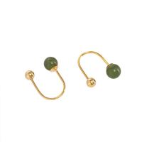 925 Sterling Silver Earring Hook, with Hetian Jade, plated, fashion jewelry & for woman 