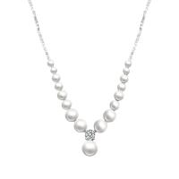 Cubic Zirconia Sterling Silver Necklace, 925 Sterling Silver, with Shell Pearl, fashion jewelry & micro pave cubic zirconia & for woman Approx 17.12 Inch 