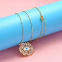 Evil Eye Jewelry Necklace, Brass, plated, fashion jewelry & micro pave cubic zirconia & for woman & enamel Approx 1mm Approx 53 cm 
