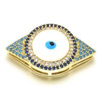 Evil Eye Jewelry Connector, Brass, plated, DIY & micro pave cubic zirconia & enamel 