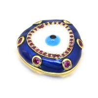 Evil Eye Jewelry Connector, Brass, plated, DIY & evil eye pattern & micro pave cubic zirconia & enamel 