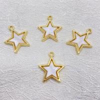 Brass Shell Pendants, with Shell, Star, gold color plated, DIY, white 