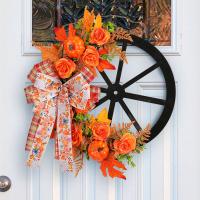 Kunststoff Hängende Dekoration, mit PE Schaumstoff & Stoff & Holz, Blume, Modeschmuck, orange, verkauft von PC[