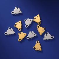 Stainless Steel Animal Pendants, 304 Stainless Steel, Mouse, plated, DIY [