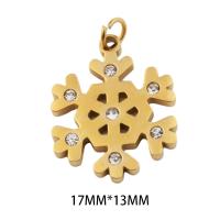 Stainless Steel Pendants, 304 Stainless Steel, Snowflake, Vacuum Ion Plating, DIY & micro pave cubic zirconia, golden Approx 3mm 