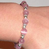 Bracelets Chatoyant, Oeil de chat, avec quartz rose, bijoux de mode & différents matériaux pour le choix Environ 17 cm, Vendu par PC