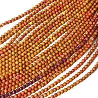 Einzelne Edelstein Perlen, Rote Kiefer, rund, poliert, DIY & verschiedene Größen vorhanden, Länge:ca. 38 cm, verkauft von Strang