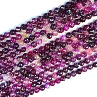 Natürliche Streifen Achat Perlen, rund, poliert, DIY & verschiedene Größen vorhanden & facettierte, dunkelviolett, Länge:ca. 38 cm, verkauft von Strang