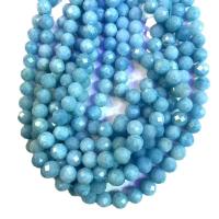 Einzelne Edelstein Perlen, Jade, rund, poliert, DIY & verschiedene Größen vorhanden, blau, Länge:ca. 38 cm, verkauft von Strang