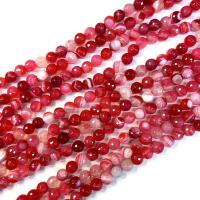 Natürliche Streifen Achat Perlen, rund, poliert, DIY & verschiedene Größen vorhanden, rot, Länge:ca. 38 cm, verkauft von Strang